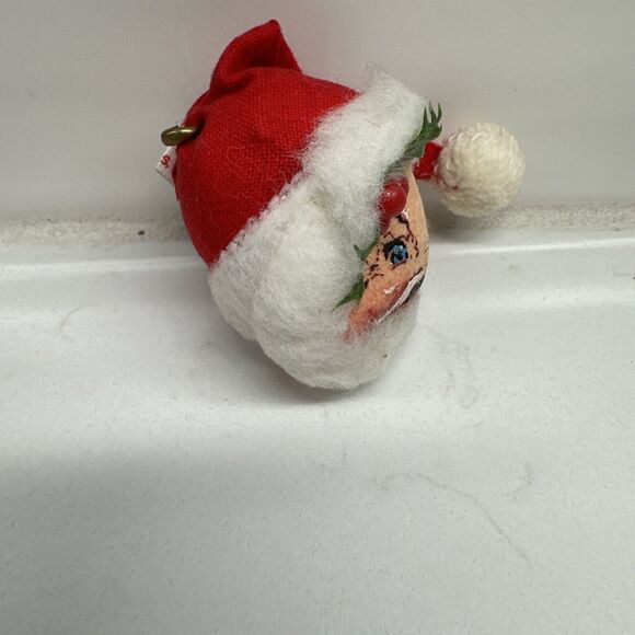 Vintage Santa Head Pin 1965 Cloth Brooch Christmas Gift Ugly Sweater Analee - Picture 10 of 10